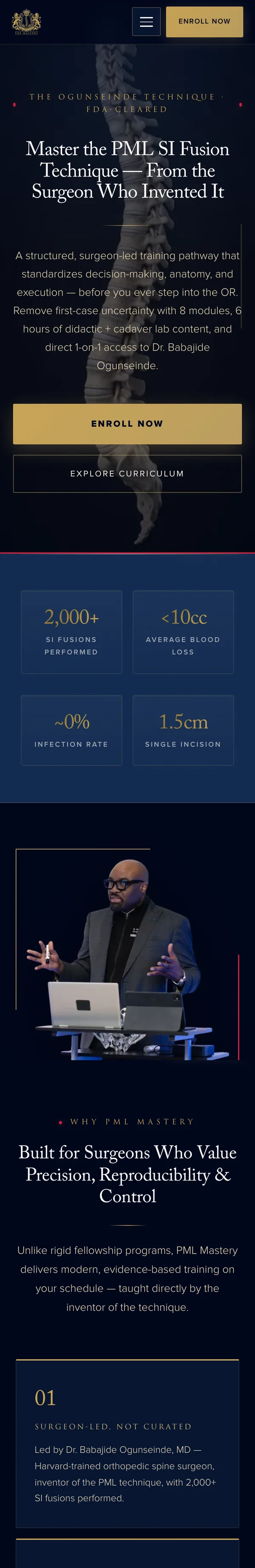 The PML Mastery site as it appears on a phone